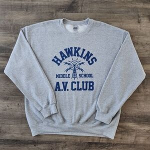 Stranger Things Hawkins Middle School AV Club Pullover Crewneck Sweatshirt Large